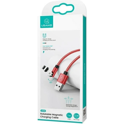 Kup Cablu magnetic USAMS U59 lightning 2.1A Încărcare rapidă 1m împletit roșu/red SJ472USB02 unghi reglabil - USA238RED - {ean13} - Sklep Home Screen