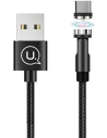 Magnetický kabel USAMS U59 microUSB 2.1A rychlé nabíjení 1m pletený černý SJ474USB01 nastavitelný úhel