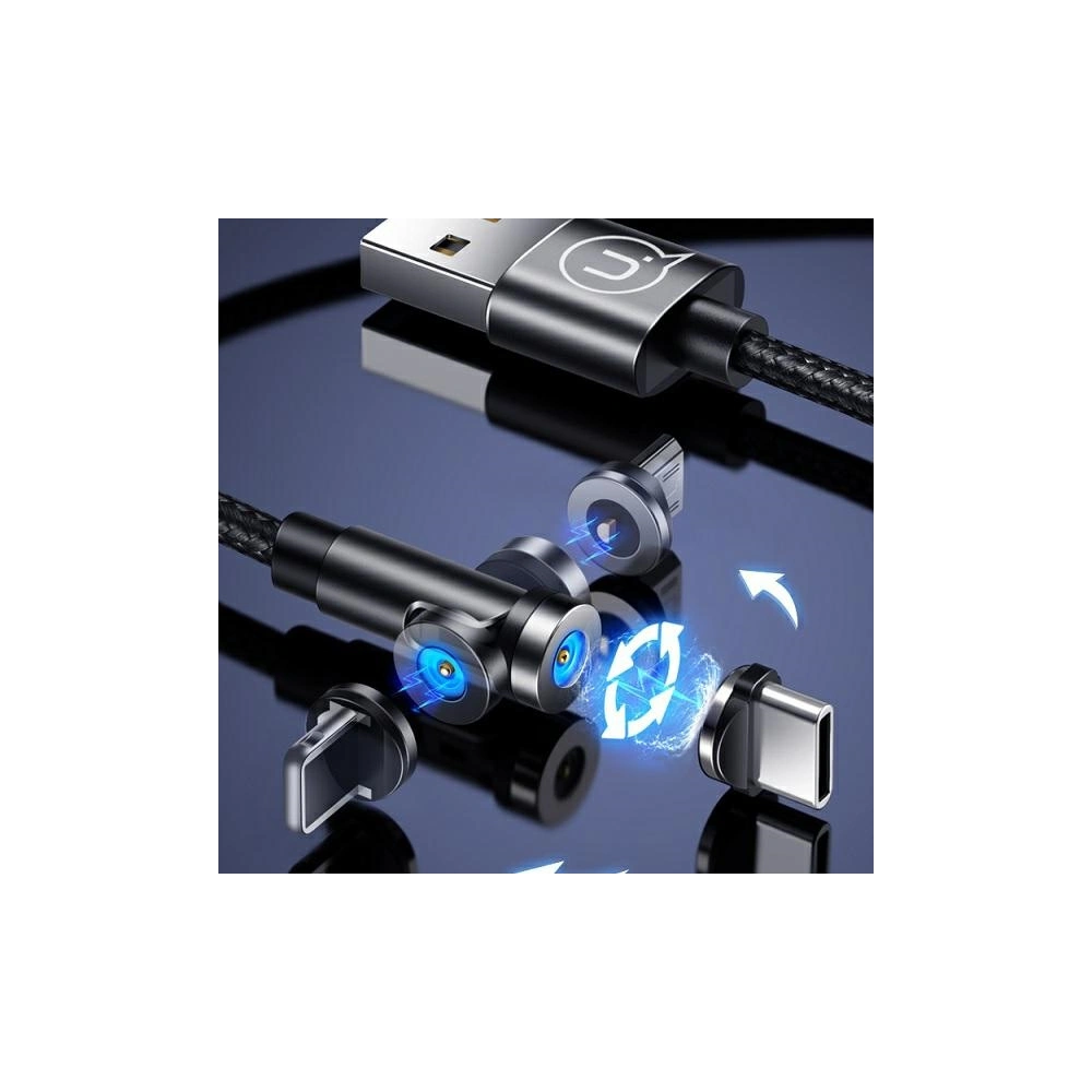 Kabel magnetyczny USAMS U59 microUSB 2.1A Fast Charge 1m pleciony czarny/black SJ474USB01 regulowany kąt