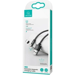 USAMS Magnetic Nylon Cable U59 microUSB 2.1A Fast Charge 1m black SJ474USB01 (US-SJ474)
