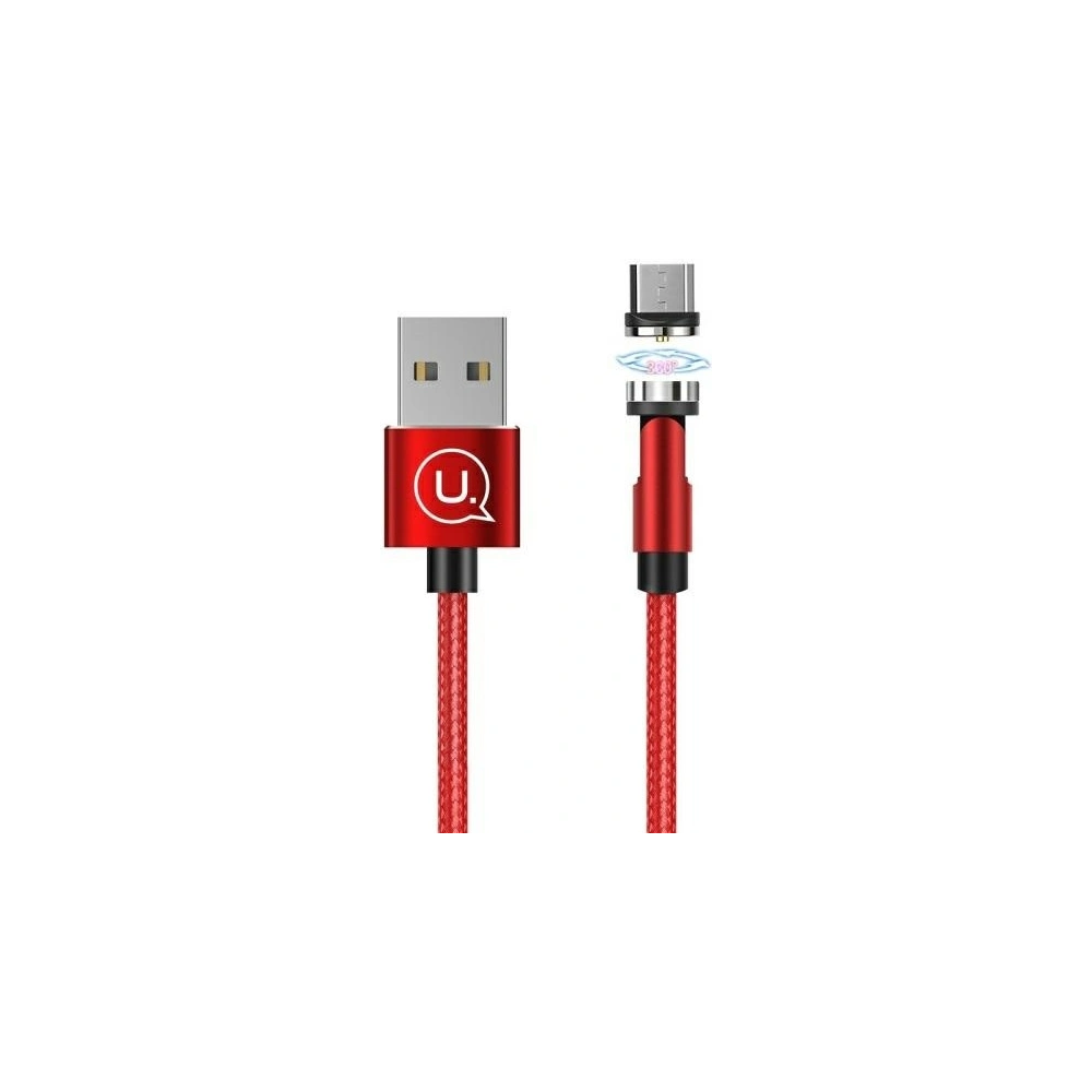 Kabel magnetyczny USAMS U59 microUSB 2.1A Fast Charge 1m pleciony czerwony/red SJ474USB02 regulowany kąt