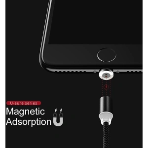 USAMS Magnetic Nylon Cable U-Sure microUSB 1m 2.1A black SJ294USB01 (US-SJ294)