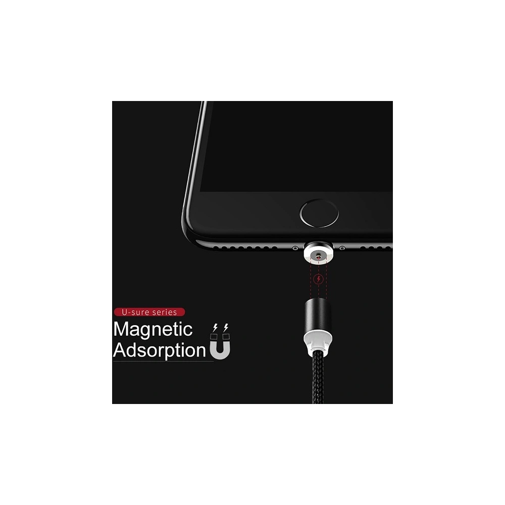 Kabel magnetyczny USAMS U-Sure microUSB 1m 2.1A pleciony czarny/black SJ294USB01