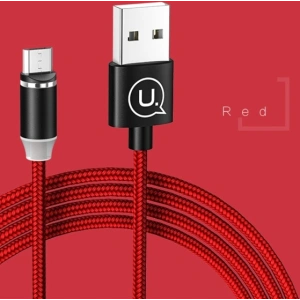 Kabel magnetický USAMS U-Sure microUSB 1m 2.1A pletený červený/red SJ294USB02