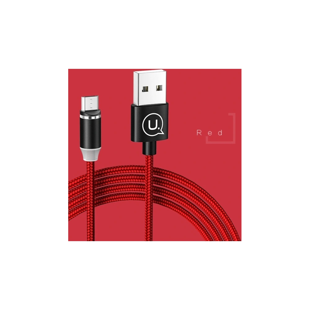 Kabel magnetyczny USAMS U-Sure microUSB 1m 2.1A pleciony czerwony/red SJ294USB02