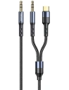Kabel pletený USAMS 2w1 1,2m Fast Charge (USB-C/Jack 3,5mm na Jack 3,5mm) SJ555YP01