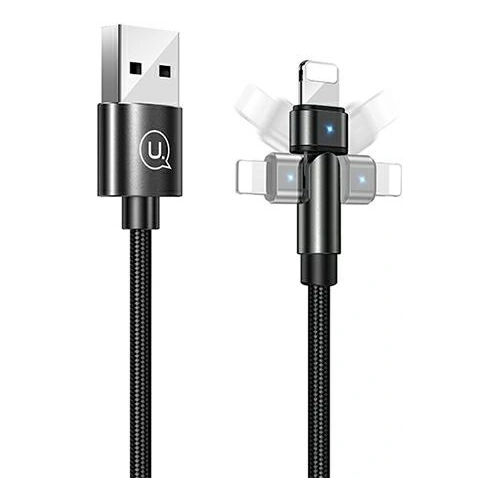 Kup USAMS U60 2A Lightning forgatható fonott kábel fekete 1m SJ476USB01 - USA257BLK - {ean13} - Sklep Home Screen