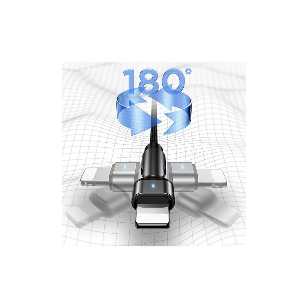 Kabel pleciony USAMS obrotowy U60 2A Lightning czarny/black 1m SJ476USB01