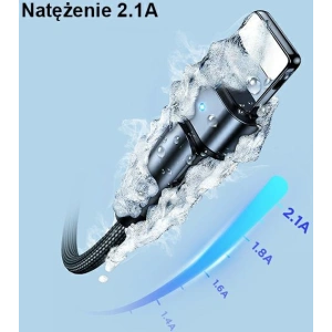 Kabel pletený USAMS otočný U60 2A Lightning černý 1m SJ476USB01