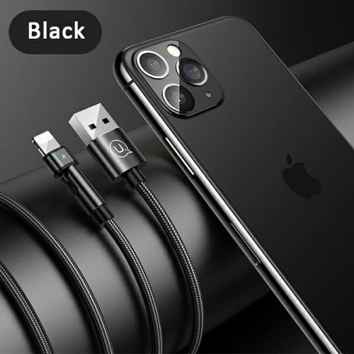 Kup USAMS U60 2A Lightning forgatható fonott kábel fekete 1m SJ476USB01 - USA257BLK - {ean13} - Sklep Home Screen