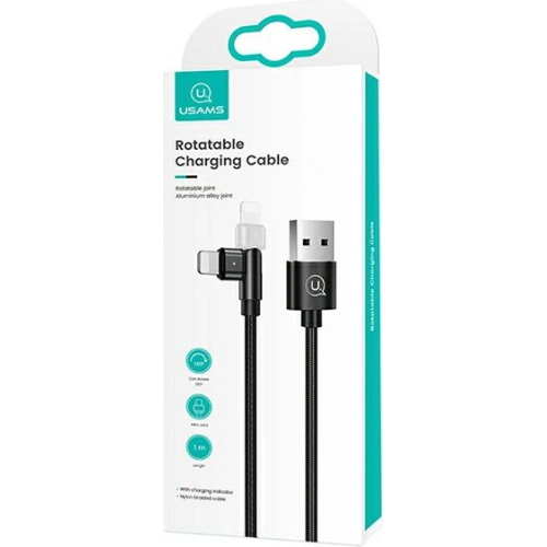 Buy USAMS Nylon Cable Rotatable U60 2A Lightning black 1m SJ476USB01 (US-SJ476) - USA257BLK - {ean13} - Home Screen Store Europe