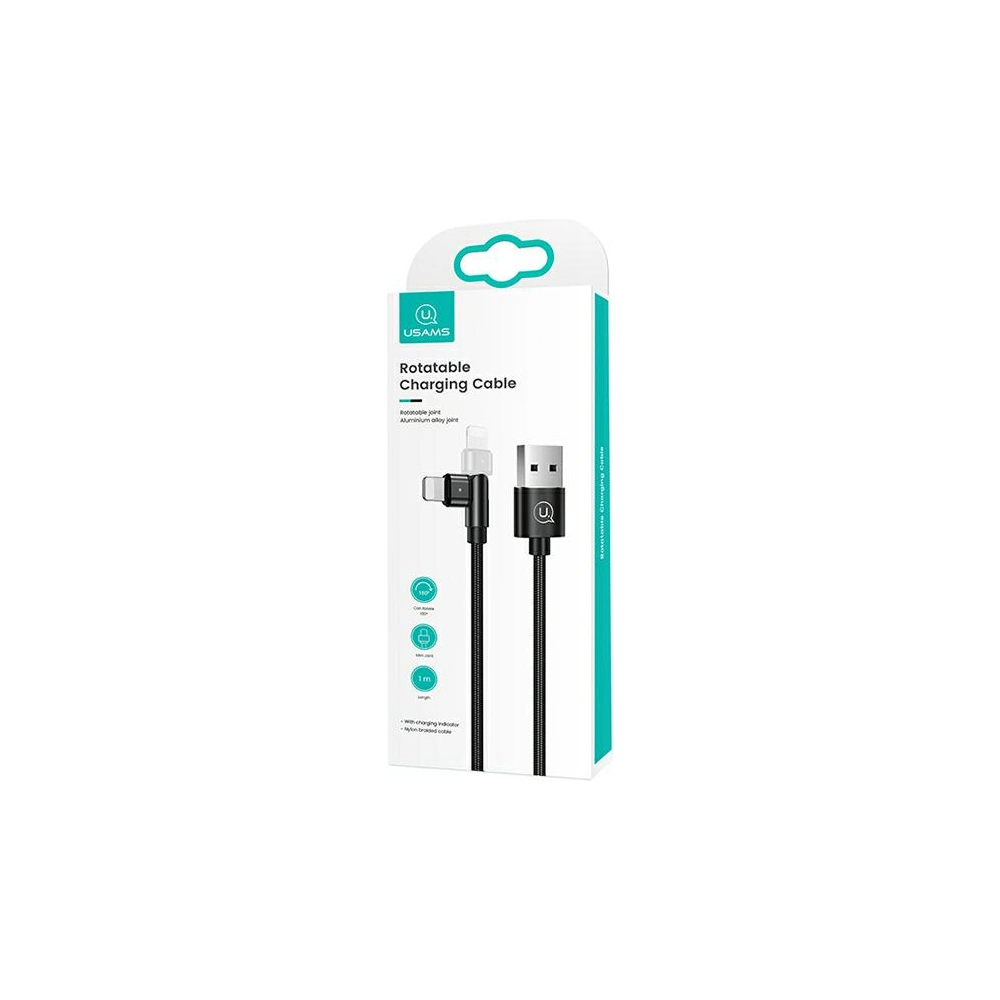 Kabel pleciony USAMS obrotowy U60 2A Lightning czarny/black 1m SJ476USB01