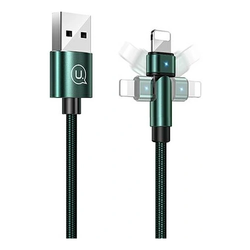 Kup Kabel pleciony USAMS obrotowy U60 2A Lightning zielony/green 1m SJ476USB02 - USA258GRN - {ean13} - Sklep Home Screen