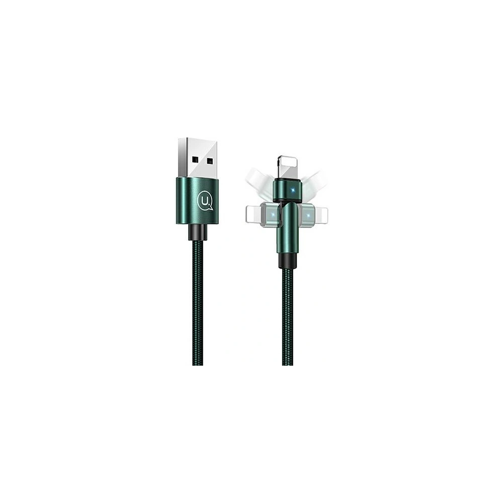Kabel pleciony USAMS obrotowy U60 2A Lightning zielony/green 1m SJ476USB02