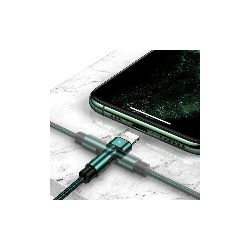 Kabel pleciony USAMS obrotowy U60 2A Lightning zielony/green 1m SJ476USB02