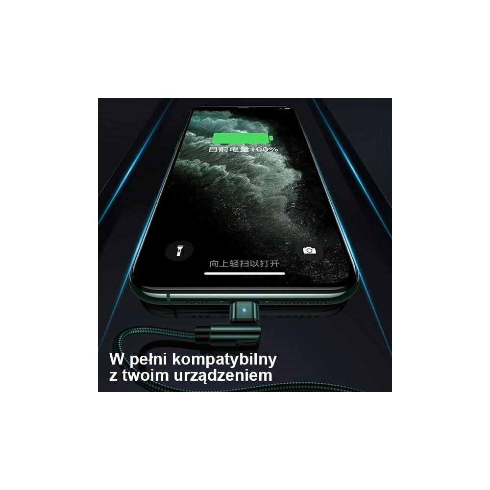 Kabel pleciony USAMS obrotowy U60 2A Lightning zielony/green 1m SJ476USB02