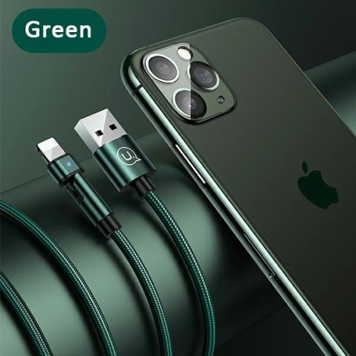 Buy USAMS Nylon Cable Rotatable U60 2A Lightning green 1m SJ476USB02 (US-SJ476) - USA258GRN - {ean13} - Home Screen Store Europe