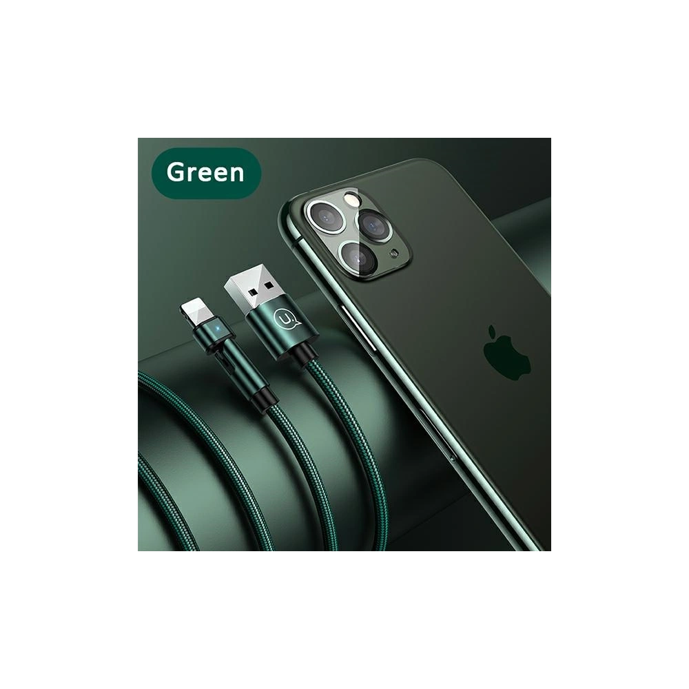 Kabel pleciony USAMS obrotowy U60 2A Lightning zielony/green 1m SJ476USB02