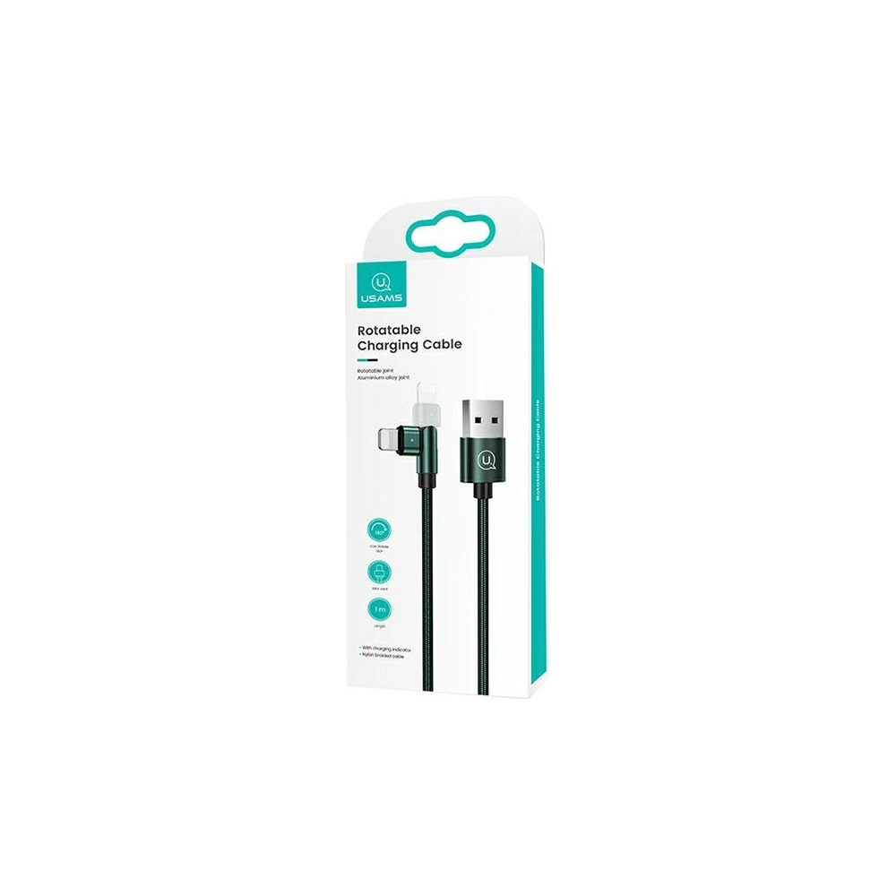 Kabel pleciony USAMS obrotowy U60 2A Lightning zielony/green 1m SJ476USB02