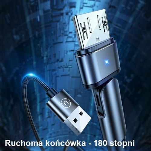 Buy USAMS Nylon Cable Rotatable U60 2A microUSB black 1m SJ478USB01 (US-SJ478) - USA259BLK - {ean13} - Home Screen Store Europe
