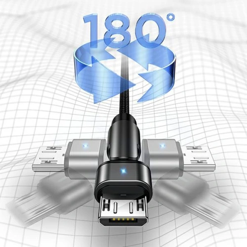 Kup USAMS forgatható U60 2A microUSB fonott kábel fekete 1m SJ478USB01 - USA259BLK - {ean13} - Sklep Home Screen
