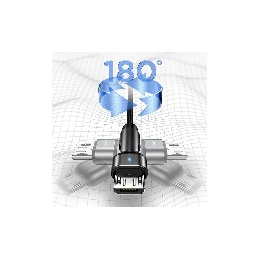 Kabel pleciony USAMS obrotowy U60 2A microUSB czarny/black 1m SJ478USB01