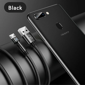 Pletený kabel USAMS otočný U60 2A microUSB černý/black 1m SJ478USB01