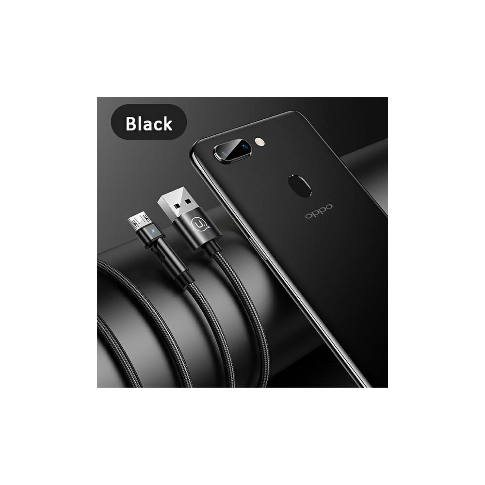 Kabel pleciony USAMS obrotowy U60 2A microUSB czarny/black 1m SJ478USB01