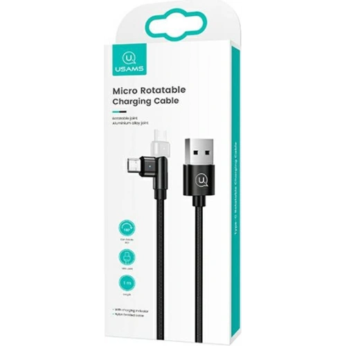 Kup USAMS forgatható U60 2A microUSB fonott kábel fekete 1m SJ478USB01 - USA259BLK - {ean13} - Sklep Home Screen