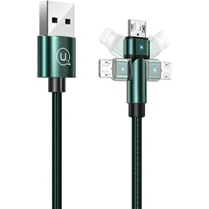 USAMS U60 2A microUSB forgatható fonott kábel zöld 1m SJ478USB02