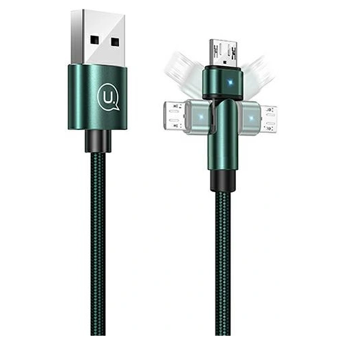 Kup Cablul împletit USAMS rotativ U60 2A microUSB verde/green 1m SJ478USB02 - USA260GRN - {ean13} - Sklep Home Screen