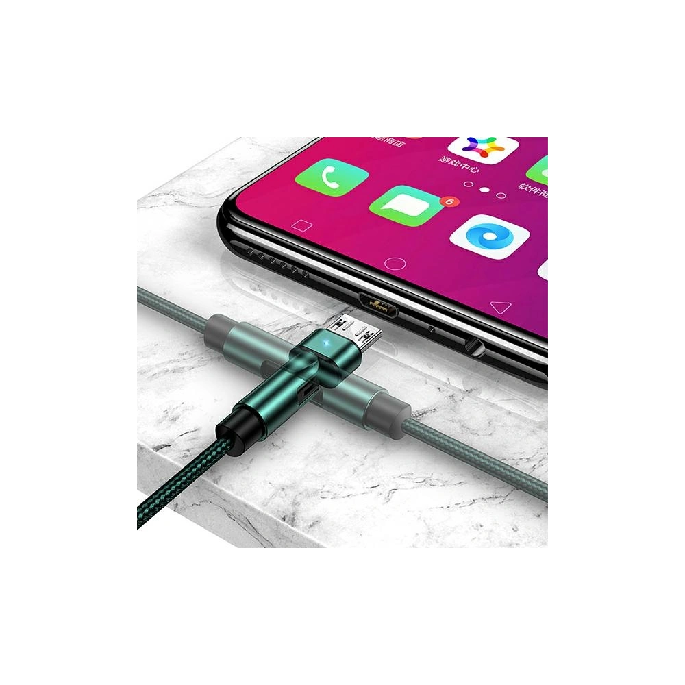 Kabel pleciony USAMS obrotowy U60 2A microUSB zielony/green 1m SJ478USB02