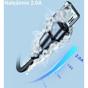 Kabel pletený USAMS otočný U60 2A microUSB zelený 1m SJ478USB02