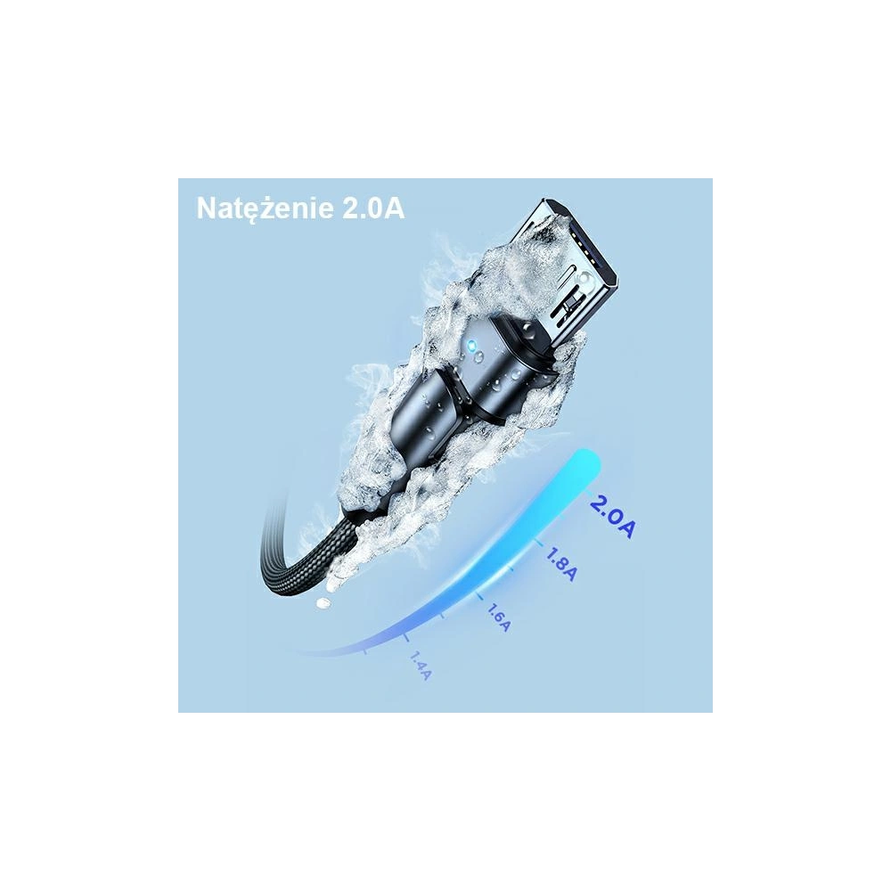 Kabel pleciony USAMS obrotowy U60 2A microUSB zielony/green 1m SJ478USB02