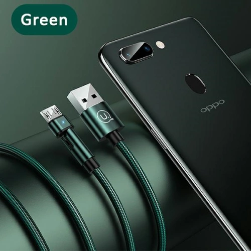 Kup Cablul împletit USAMS rotativ U60 2A microUSB verde/green 1m SJ478USB02 - USA260GRN - {ean13} - Sklep Home Screen