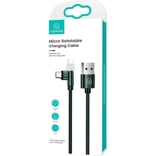 Kup Cablul împletit USAMS rotativ U60 2A microUSB verde/green 1m SJ478USB02 - USA260GRN - {ean13} - Sklep Home Screen