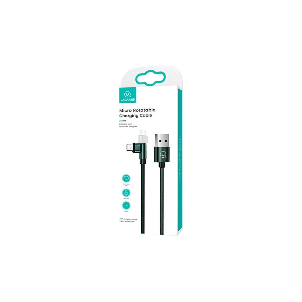 Kabel pleciony USAMS obrotowy U60 2A microUSB zielony/green 1m SJ478USB02