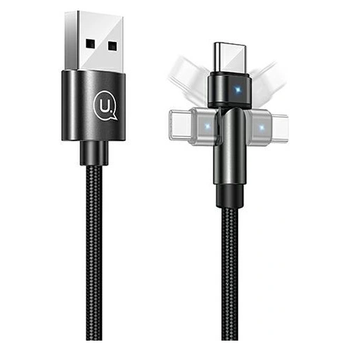 Kup Cablul împletit USAMS rotativ U60 2A USB-C negru 1m SJ477USB01 - USA261BLK - {ean13} - Sklep Home Screen