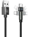 USAMS U60 2A USB-C forgatható fonott kábel fekete 1m SJ477USB01