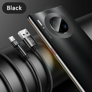 USAMS gedrehte Kabel U60 2A USB-C schwarz 1m SJ477USB01