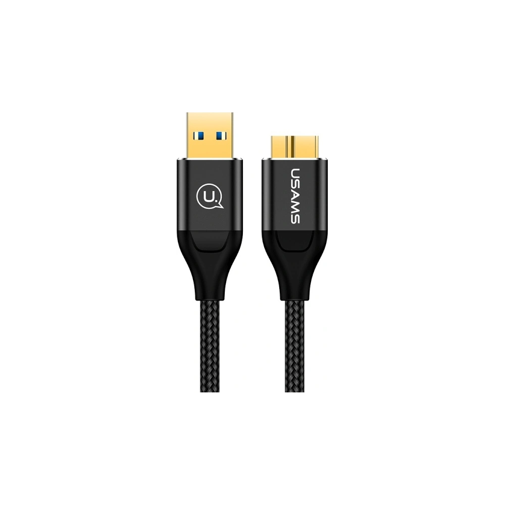 Kabel pleciony USAMS U19 USB 3.0 micro USB B do dysku zewnętrznego 1m czarny/black SJ272USB01