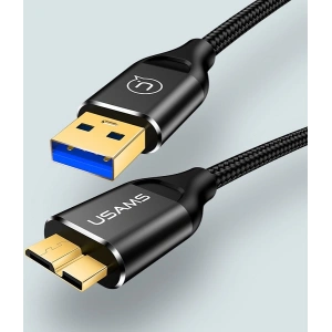 Kup Kabel pleciony USAMS U19 USB 3.0 micro USB B do dysku zewnętrznego 1m czarny/black SJ272USB01 - USA264BLK - {ean13} - Sklep Home Screen