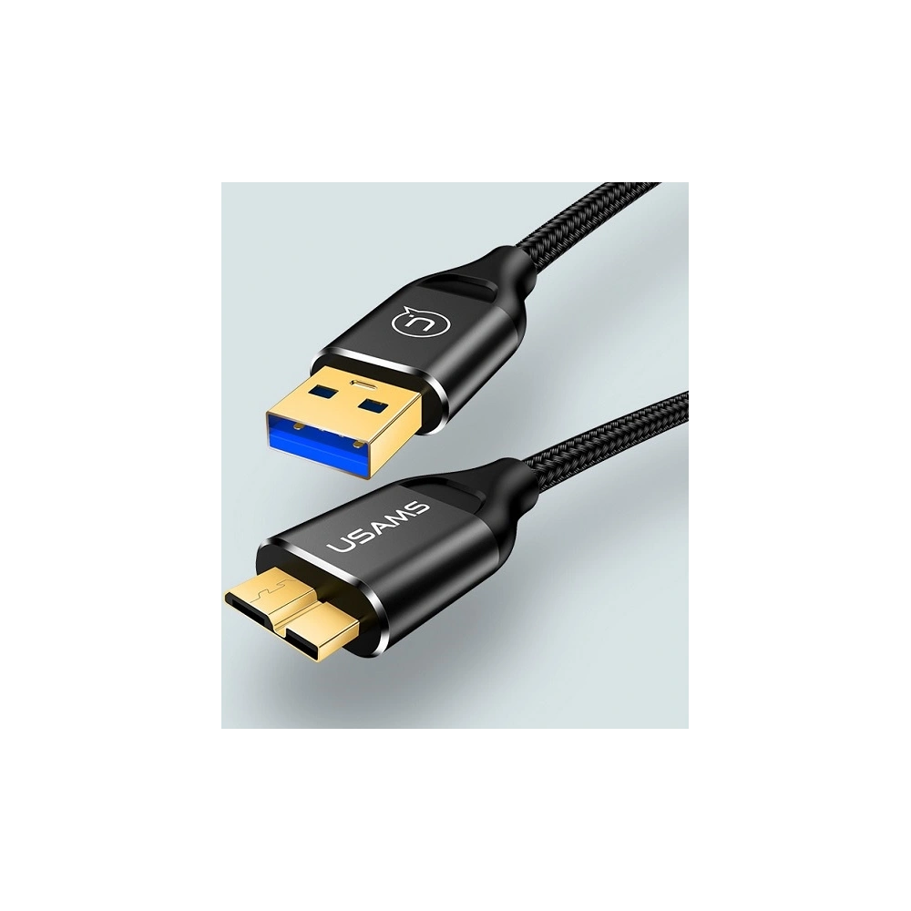Kabel pleciony USAMS U19 USB 3.0 micro USB B do dysku zewnętrznego 1m czarny/black SJ272USB01
