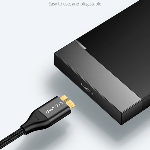 Kup Kabel pleciony USAMS U19 USB 3.0 micro USB B do dysku zewnętrznego 1m czarny/black SJ272USB01 - USA264BLK - {ean13} - Sklep Home Screen