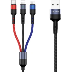Kabel pleciony USAMS U26 3w1 0.35m 2A Fast Charge (lightning/microUSB/USB-C) SJ410USB01