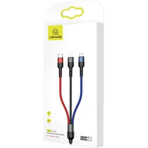 Kabel pleciony USAMS U26 3w1 0.35m 2A Fast Charge (lightning/microUSB/USB-C) SJ410USB01