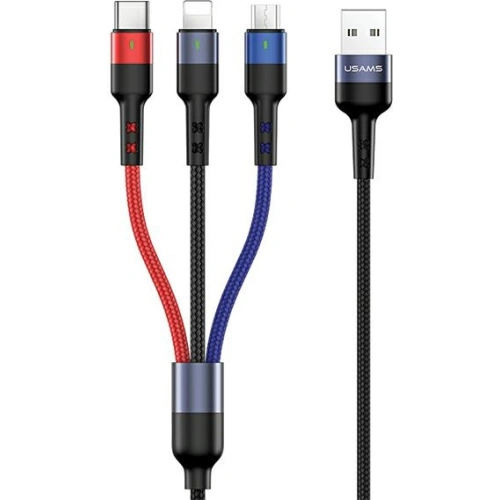 Kup Cablu împletit USAMS U26 3 în 1 1,5m 2A Încărcare rapidă (lightning/microUSB/USB-C) SJ318USB01 - USA266 - {ean13} - Sklep Home Screen