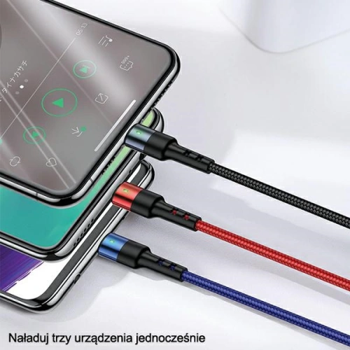 Kup Cablu împletit USAMS U26 3 în 1 1,5m 2A Încărcare rapidă (lightning/microUSB/USB-C) SJ318USB01 - USA266 - {ean13} - Sklep Home Screen