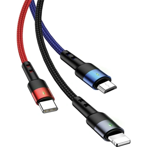 Kup Cablu împletit USAMS U26 3in1 3m 2A Încărcare rapidă (lightning/microUSB/USB-C) SJ412USB01 - USA267 - {ean13} - Sklep Home Screen