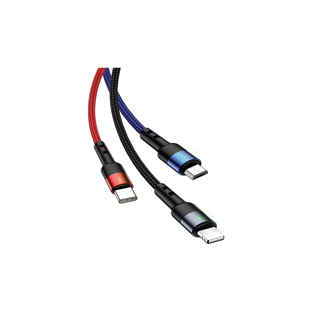 Kabel pleciony USAMS U26 3w1 3m 2A Fast Charge (lightning/microUSB/USB-C) SJ412USB01